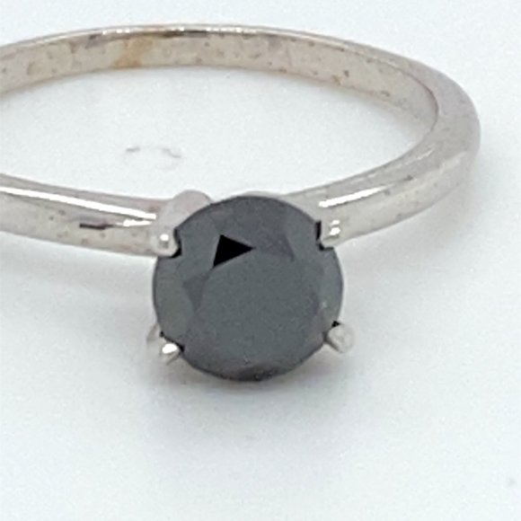 Black Diamond 1.22ct Solid 14K White Gold Ring - Picture 6 of 6